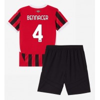 Camisa de Futebol AC Milan Ismael Bennacer #4 Equipamento Principal Infantil 2024-25 Manga Curta (+ Calças curtas)